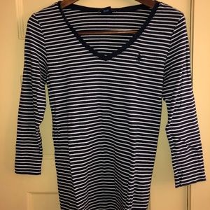 Navy and white striped 3/4 sleeve